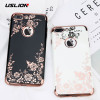 USLION Glossy Flower Phone Case For iPhone 7 Plus Retro Rose Floral Leaves Cases For iPhone X 8 7 6 6s Plus Soft TPU Back Cover