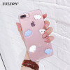 USLION Cute Cartoon 3D White Clouds Phone Case For iPhone 7 Plus Transparent Soft TPU Cases Clear Cover For iPhone7 8 6 6s Plus