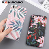 Fashion Cherry Flower Leaf Painting Phone Case For iPhone 6 6S Plus 7 7Plus 8 8Plus 5 5S SE Slim Pineapple Marble Hard PC Cover