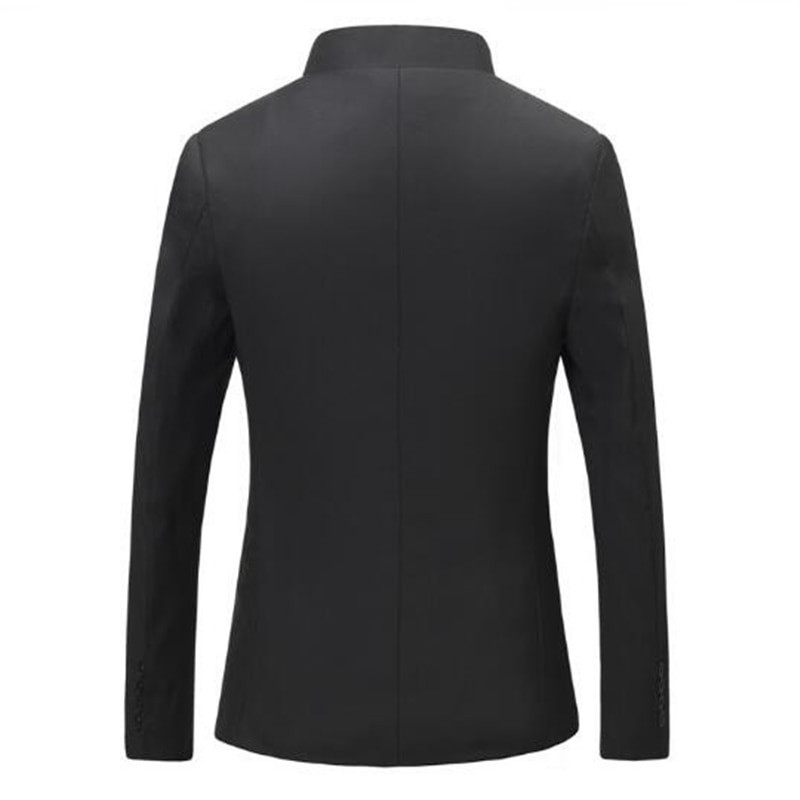 Chinese Collar Black Suit Jacket Men Mandarin Collar Tunic Suit Jacket