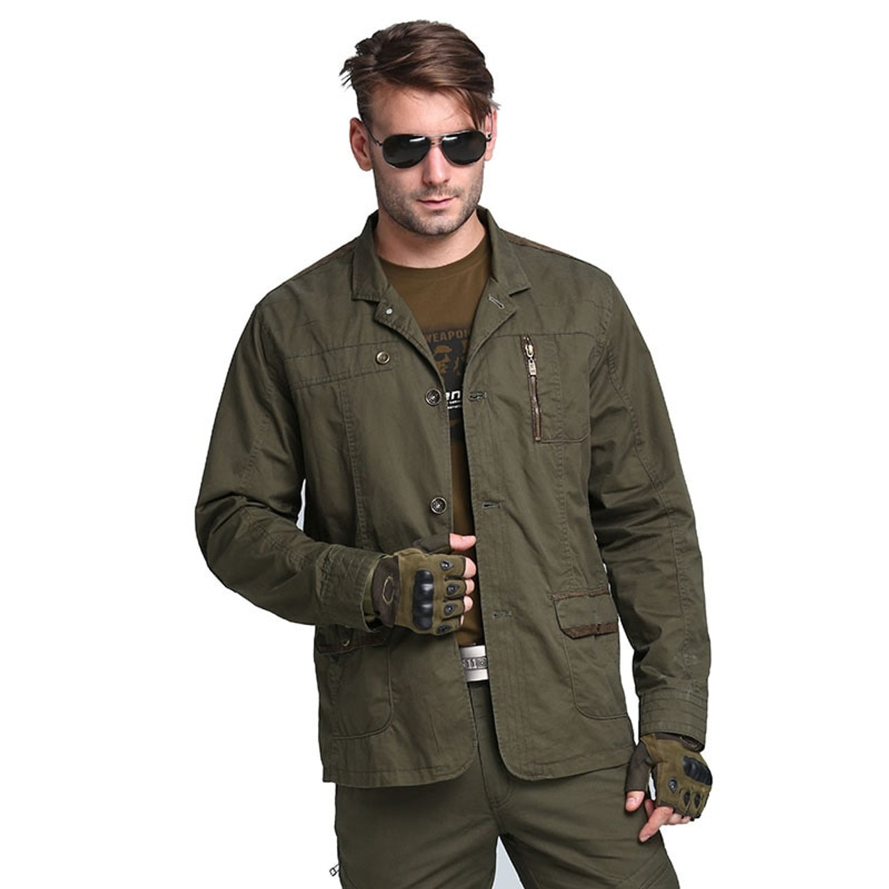 New Military Men's Blazers Designer Fashion Army Green 100% Cotton ...