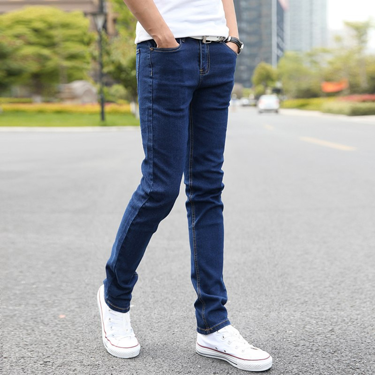 Mens Slim Fit jeans Men Stretch Fashion Skinny Jeans Trousers Male ...