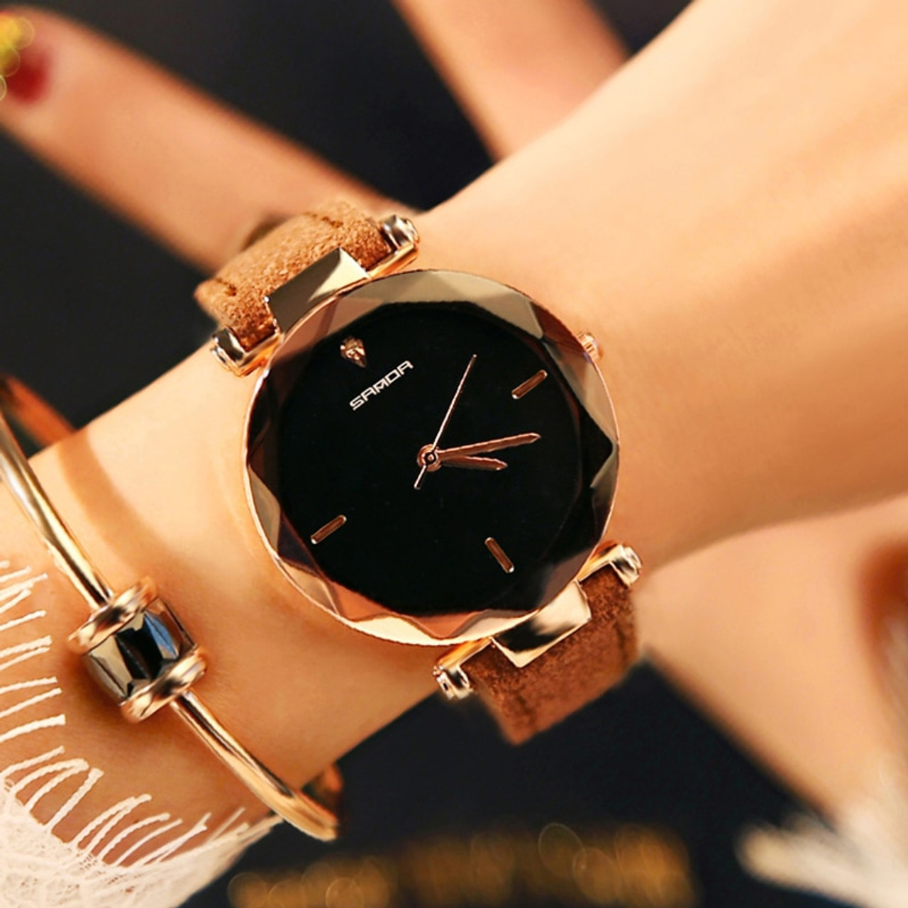 Simple Fashion Leather Strap Quartz Casual Watch Women Fancy - Temu