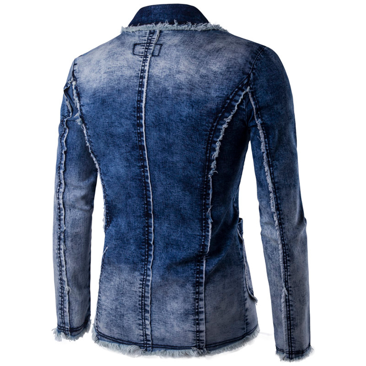 Amazon.com: FIVETOSEVEN Men's Ripped Patchwork Denim Jackets Casual Slim  Fit Jean Coat For Male as pic XS : Clothing, Shoes & Jewelry