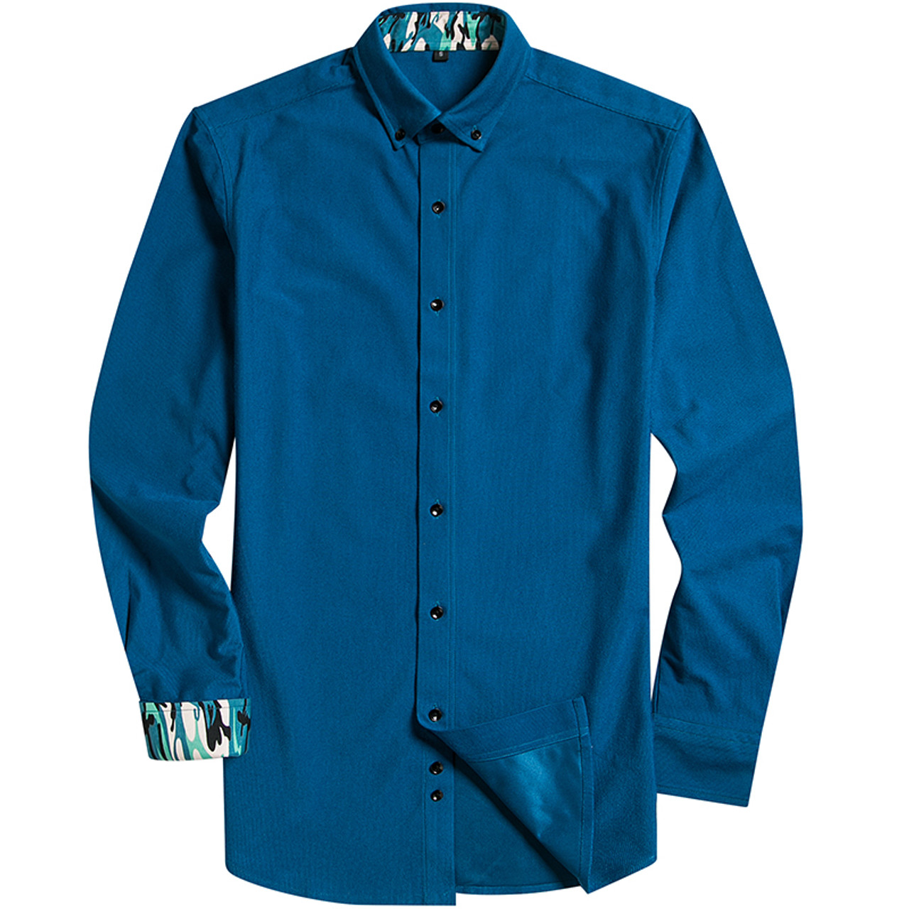 Mens Long Sleeved Business Casual Shirt Black Button 100/% Polyester Fiber