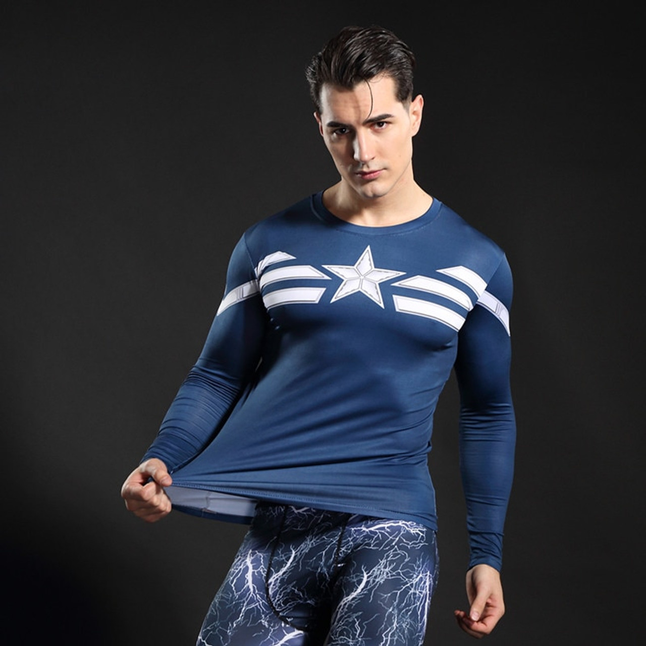 captain america long sleeve compression shirt