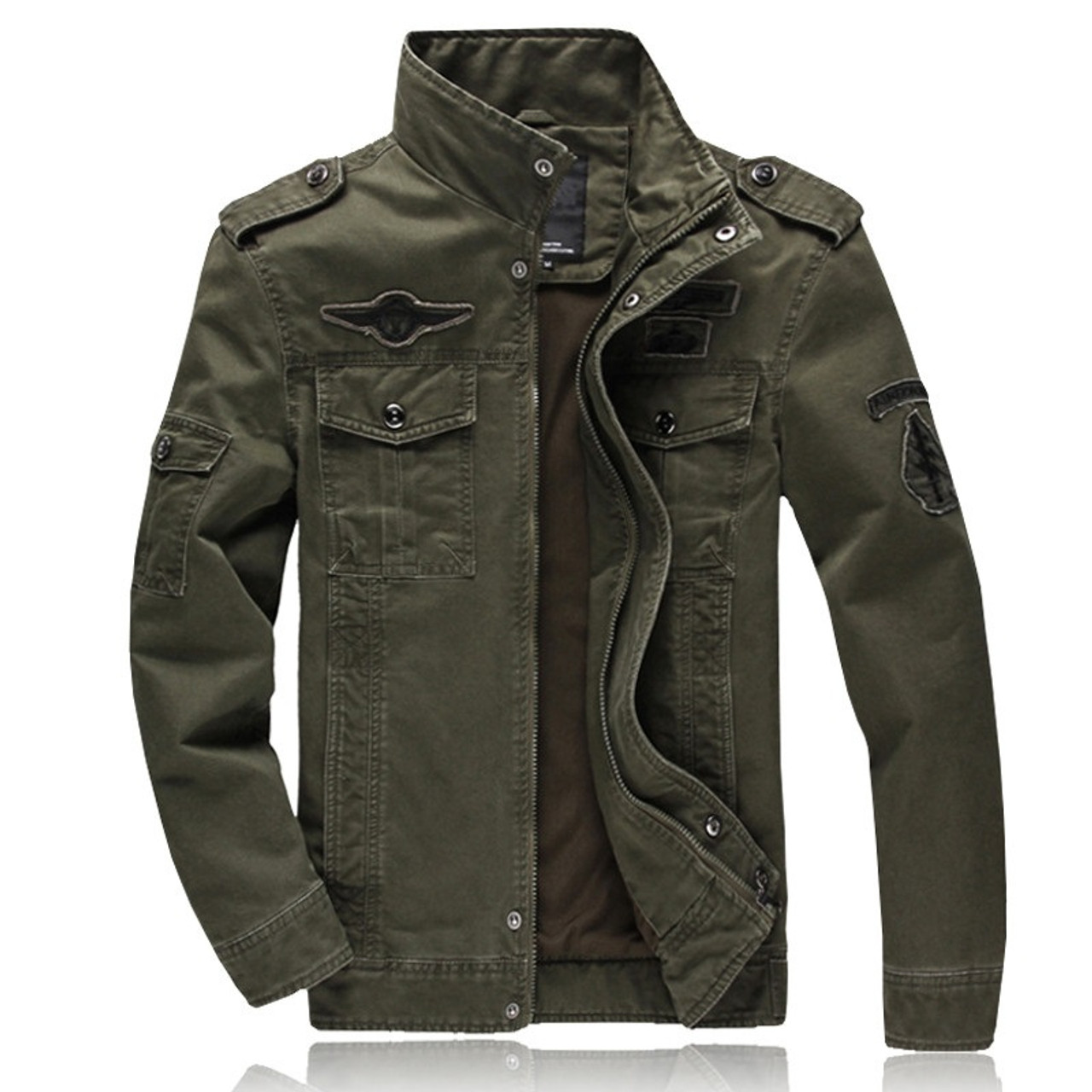 army green mens spring and autumn leisure solid color buckle hooded denim  jacket coat - Walmart.com