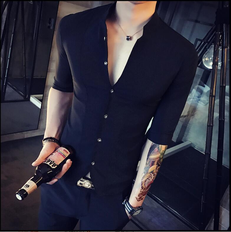 Stand Collar Chinese Style Shirt Men 