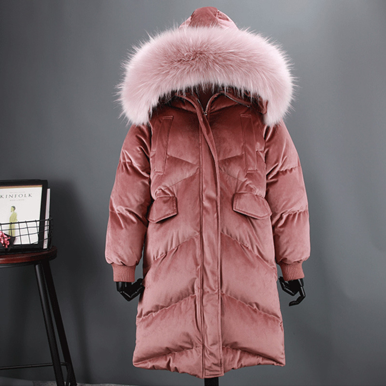 women's down parka with real fur hood