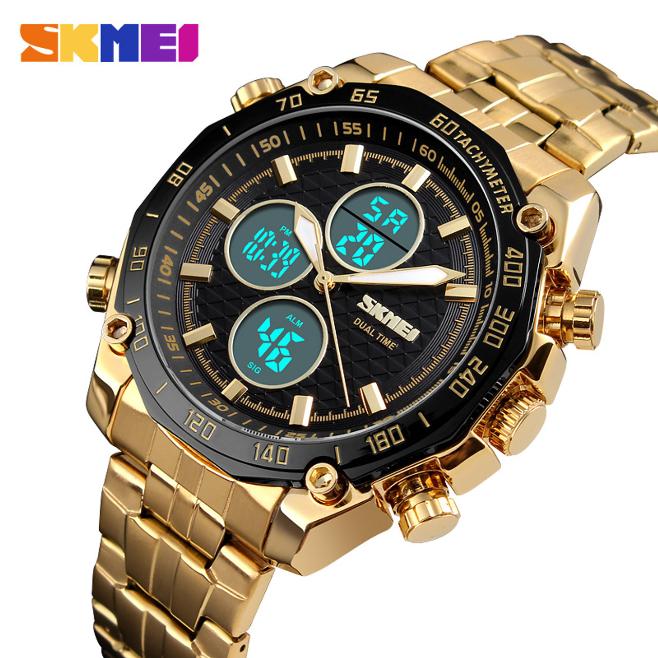 skmei gold digital watch