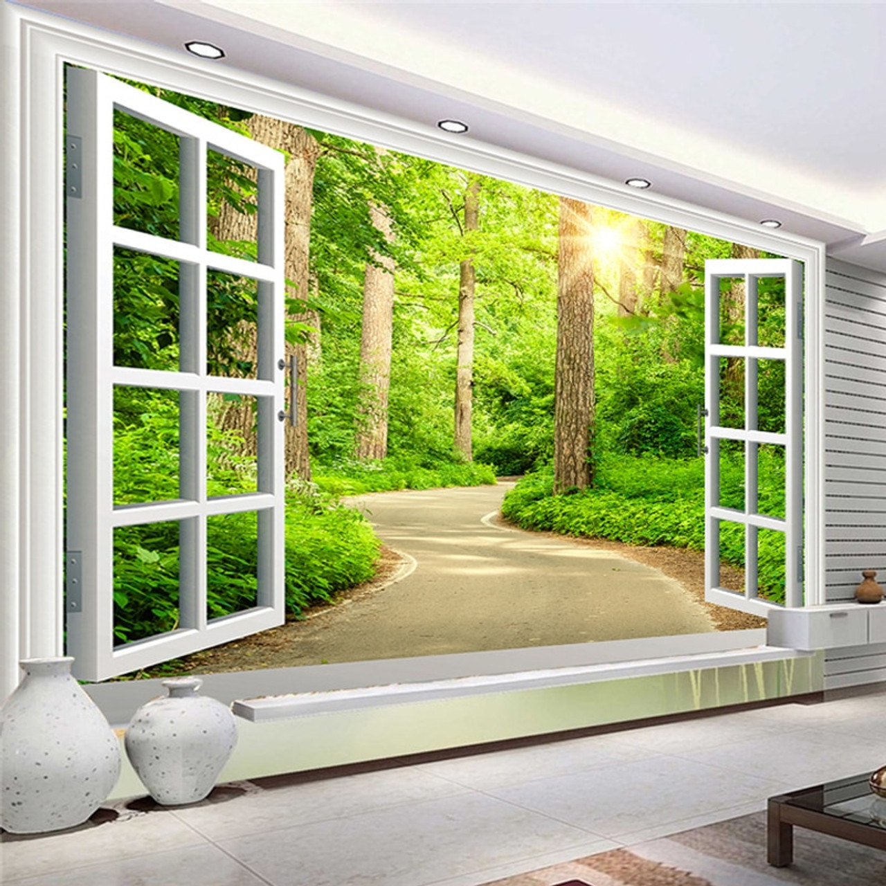 Custom Photo Wallpaper Hd Green Fresh Path Sunshine Forest Nature Landscape 3d Wall Mural Living Room Tv Sofa Backdrop Wallpaper Onshopdeals Com