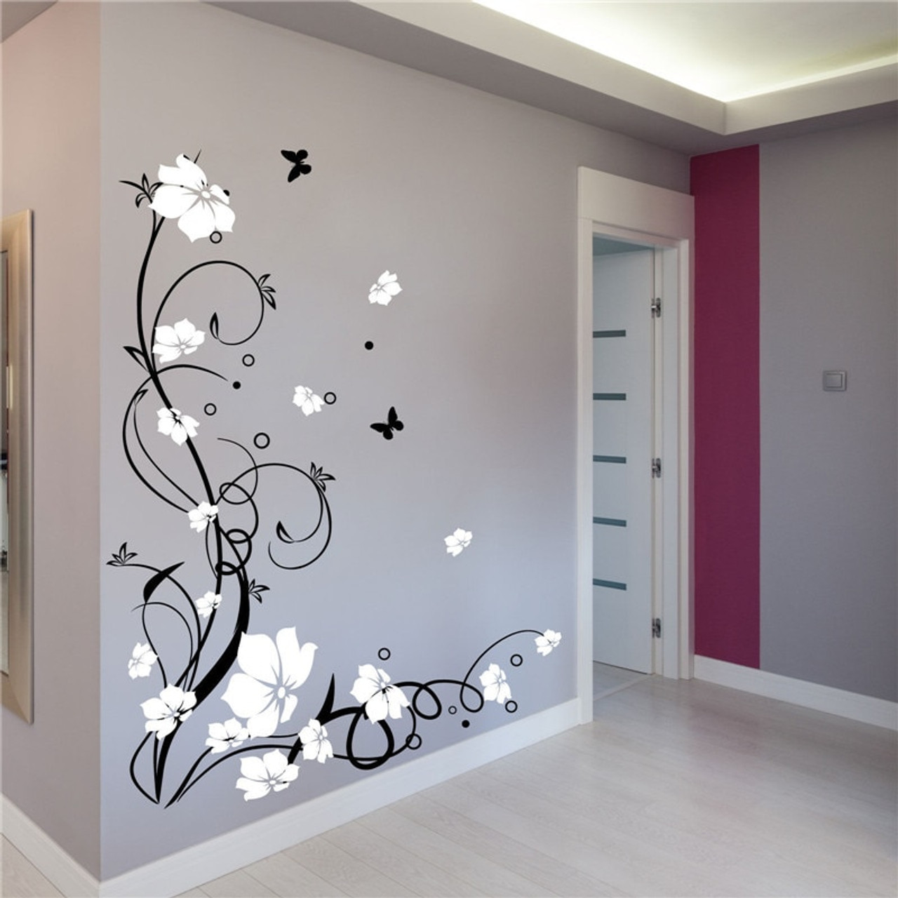 images Living Room Designer Full Wall Stickers j3 large butterfly vine flower vinyl removable wall stickers tree wall art decals mural for living room bedroom home decor