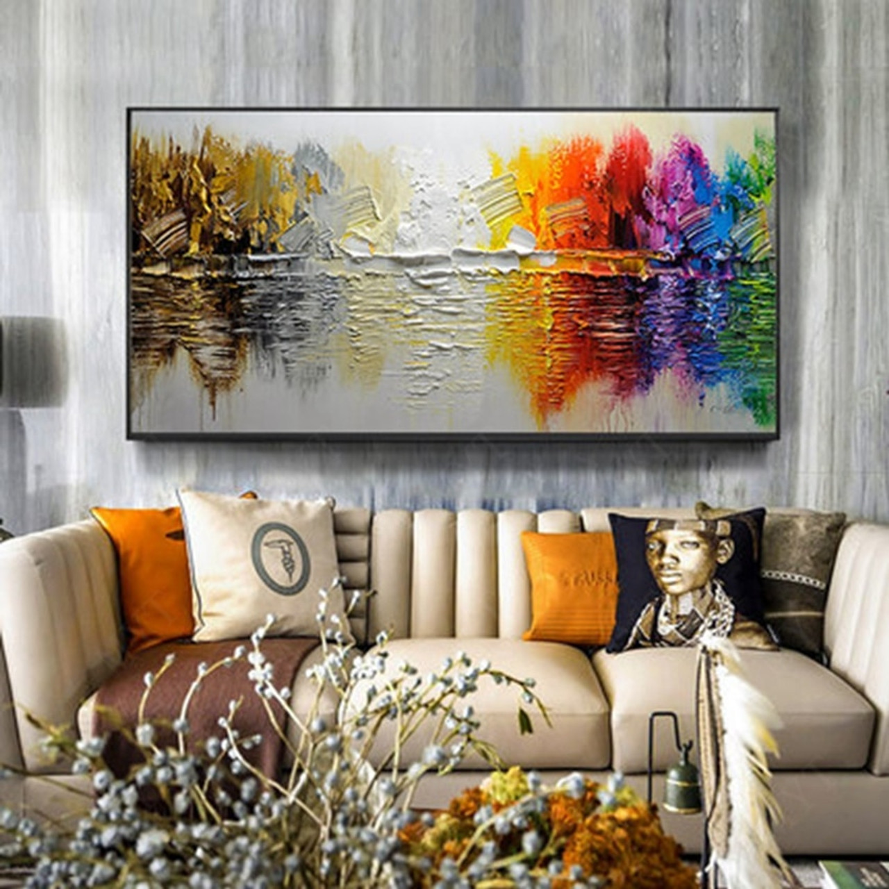 Handmade Modern Abstract Landscape Painting On Canvas Wall Art Picture For Living Room