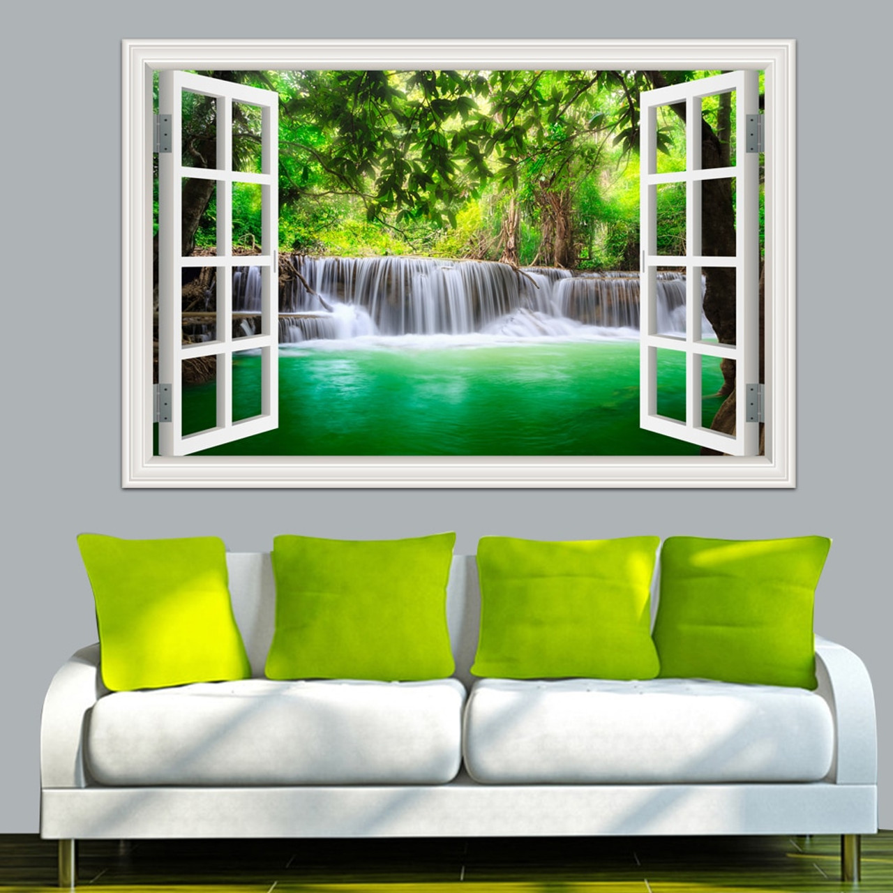 Huge Window Wall sticker Waterfall Print Wallpaper Vinyl Decor 3d Mural Art Home