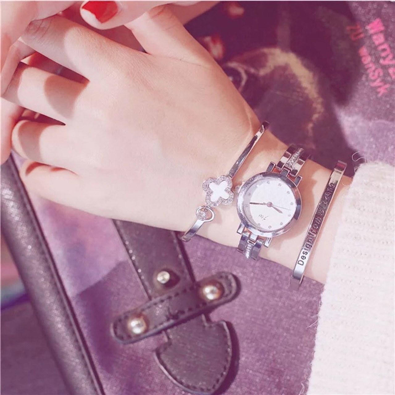 2018 Fashion Gold Lady Wristwatch Luxury Simple Women Bracelet Watches Casual Stylish Female Gift Clock 3 Pcs Set Ulzzang Style Onshopdeals Com