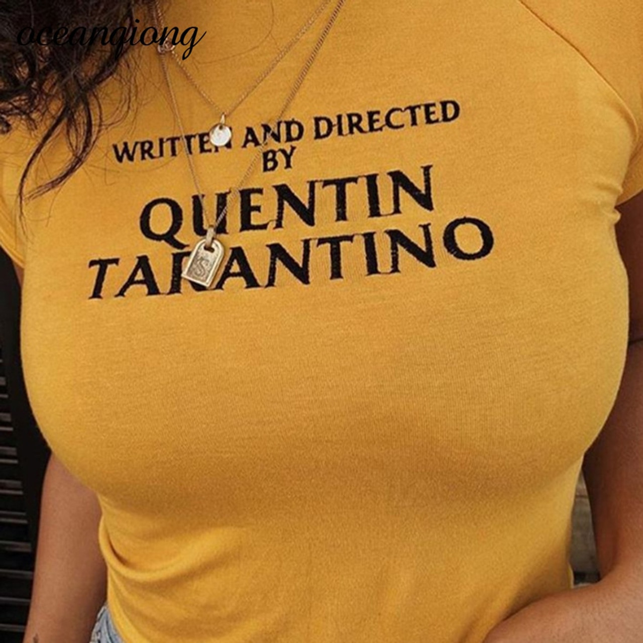 quentin tarantino yellow crop top