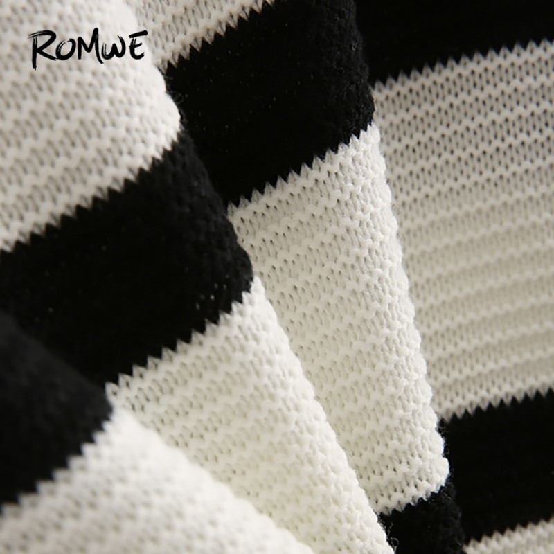 drop shoulder striped sweater