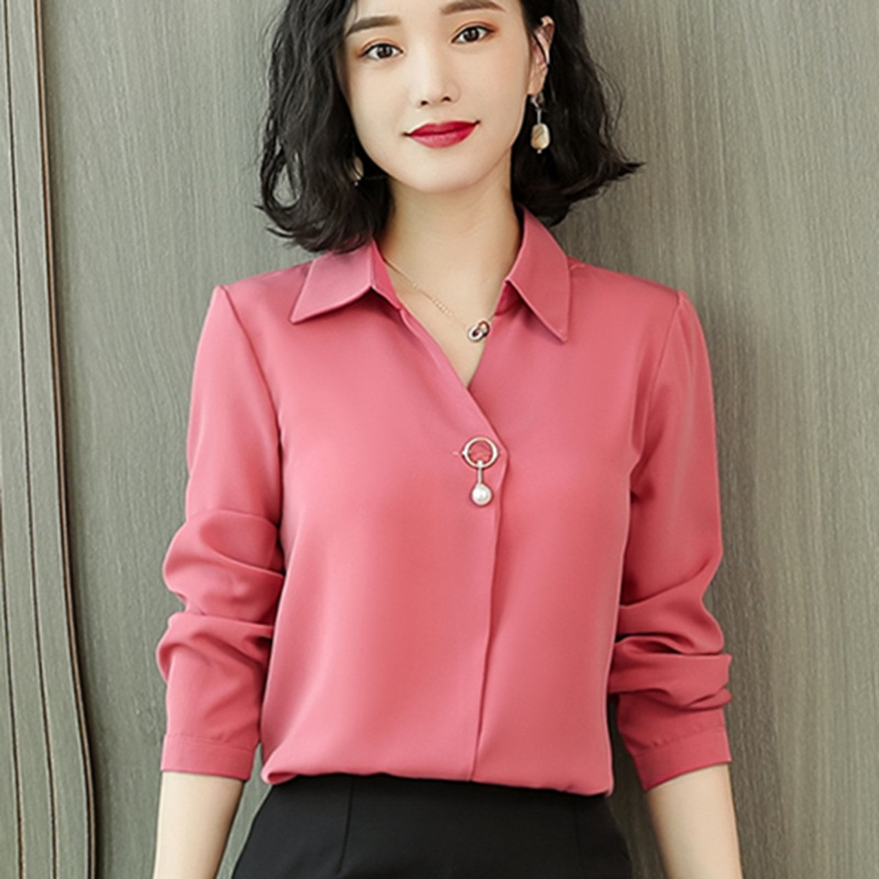 red formal shirt for ladies