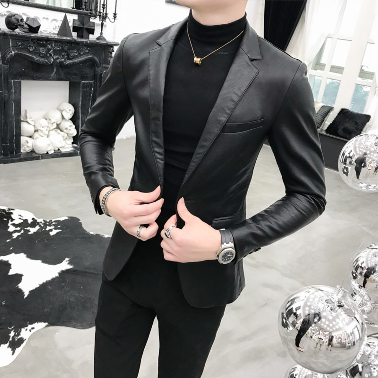 black casual suit