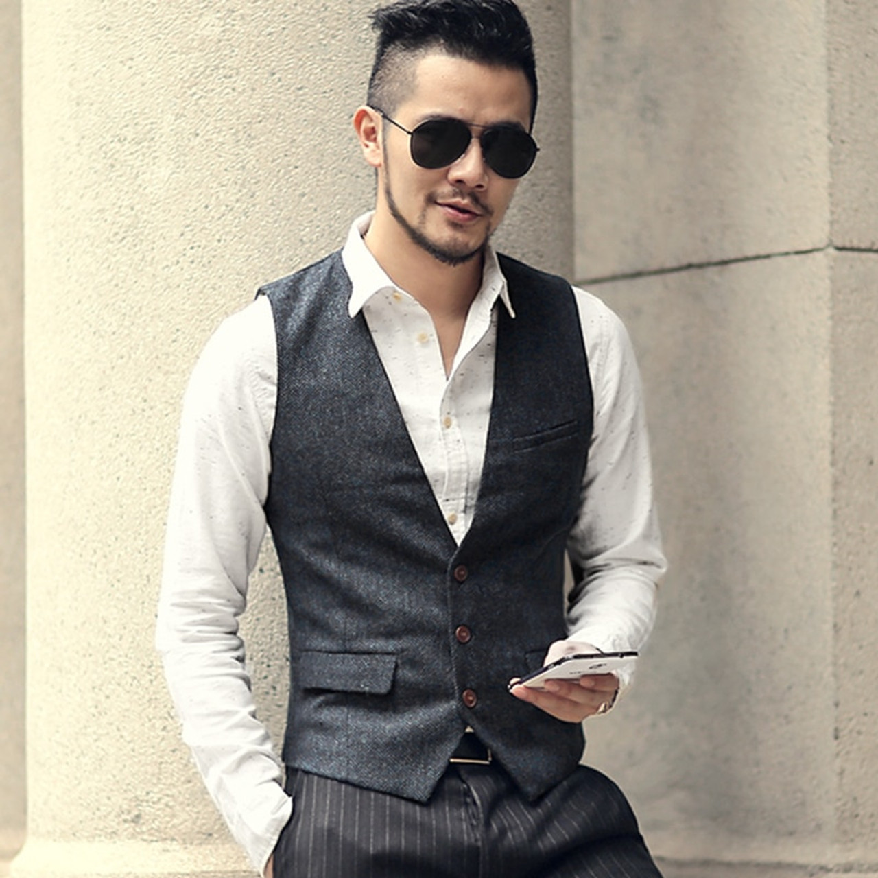 Double Layer Casual Slim Male Wedding Waistcoat Sleeveless Suit Men Dress  Vest Green Navy Brown Burgundy Red White Champagne - Vests - AliExpress