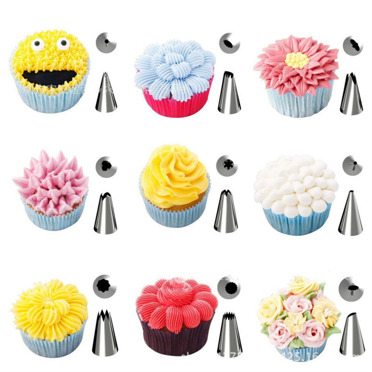 8Pcs//set Stainless Steel Pipping Nozzles Tip Pastry Tube Set Cake Cookie Biscuit