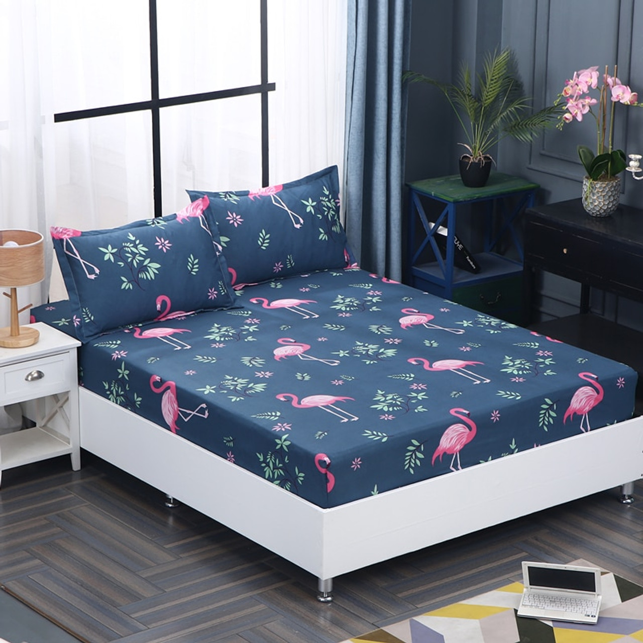 3pcs 100 Polyester Fitted Sheet Set Mattress Cover Pillowcases