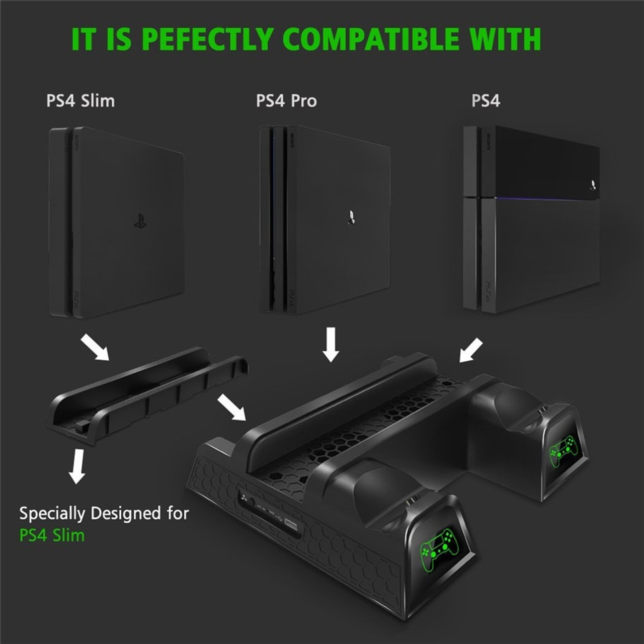 ps4 pro vertical stand with cooling fan