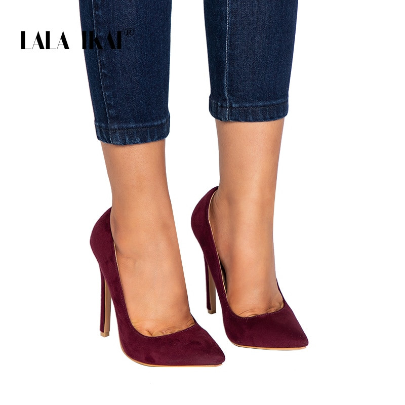 red slip on high heels