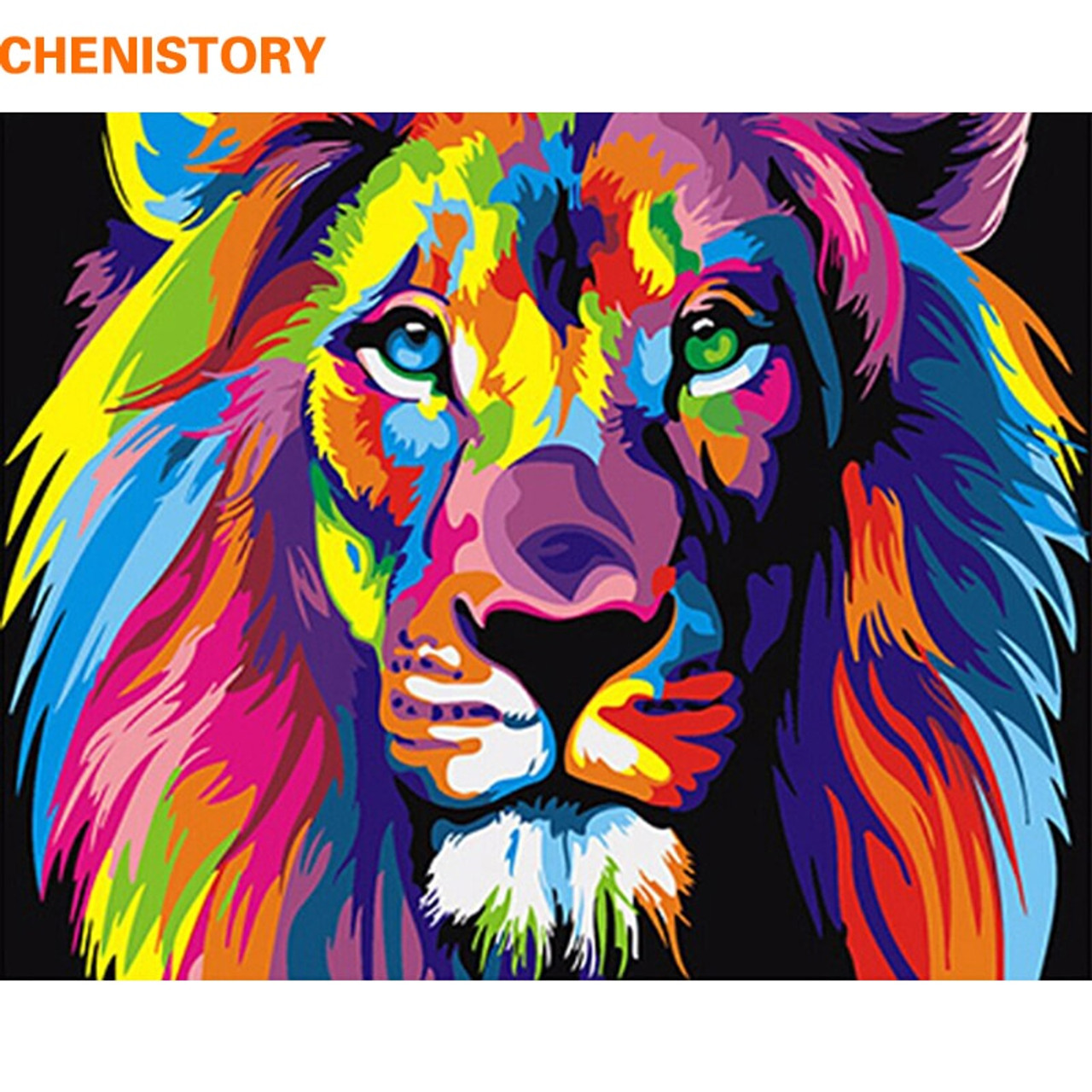 Frameless Colorful Lion Animals Abstract Painting Diy Digital