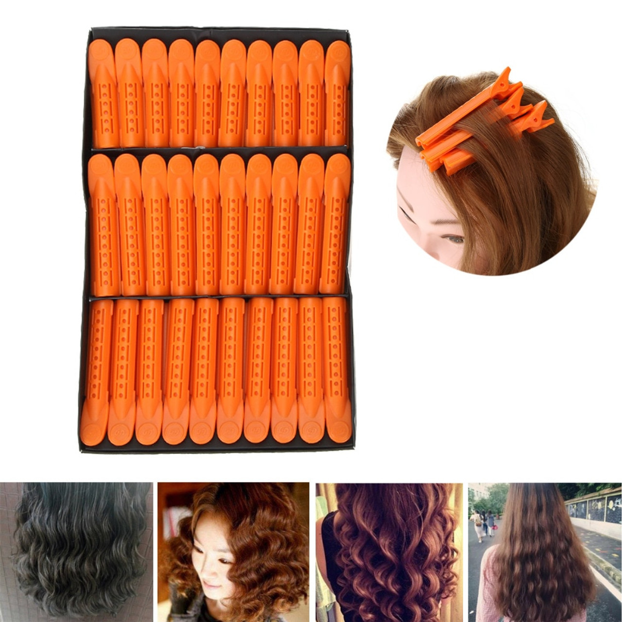 30pcs Set Wave Fluffy Hairstyling Clips Clamps Perm Rod Corn