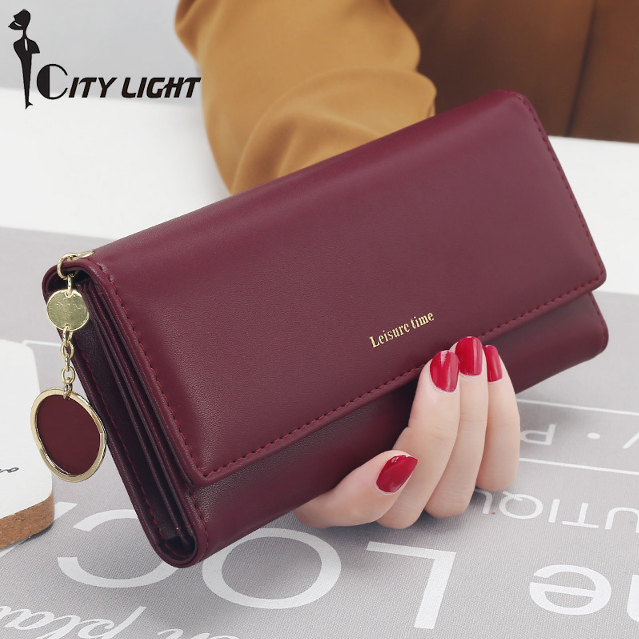 Buy MEZON Long Wallet Ladies Tri-Fold Clutch Multifunctional PU Leather Bag  Wallet Card Wallet (Random Color) at Amazon.in