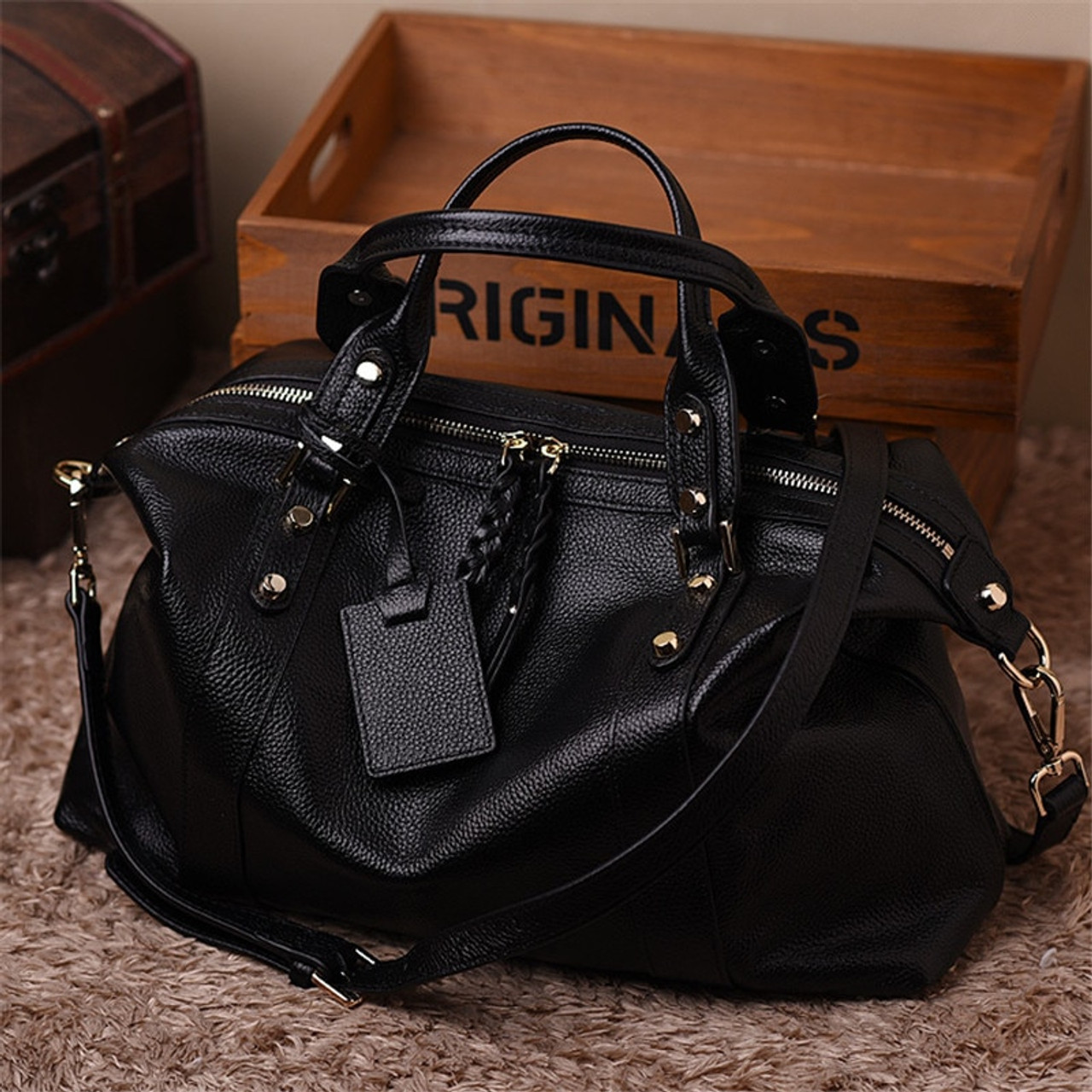 big leather bag