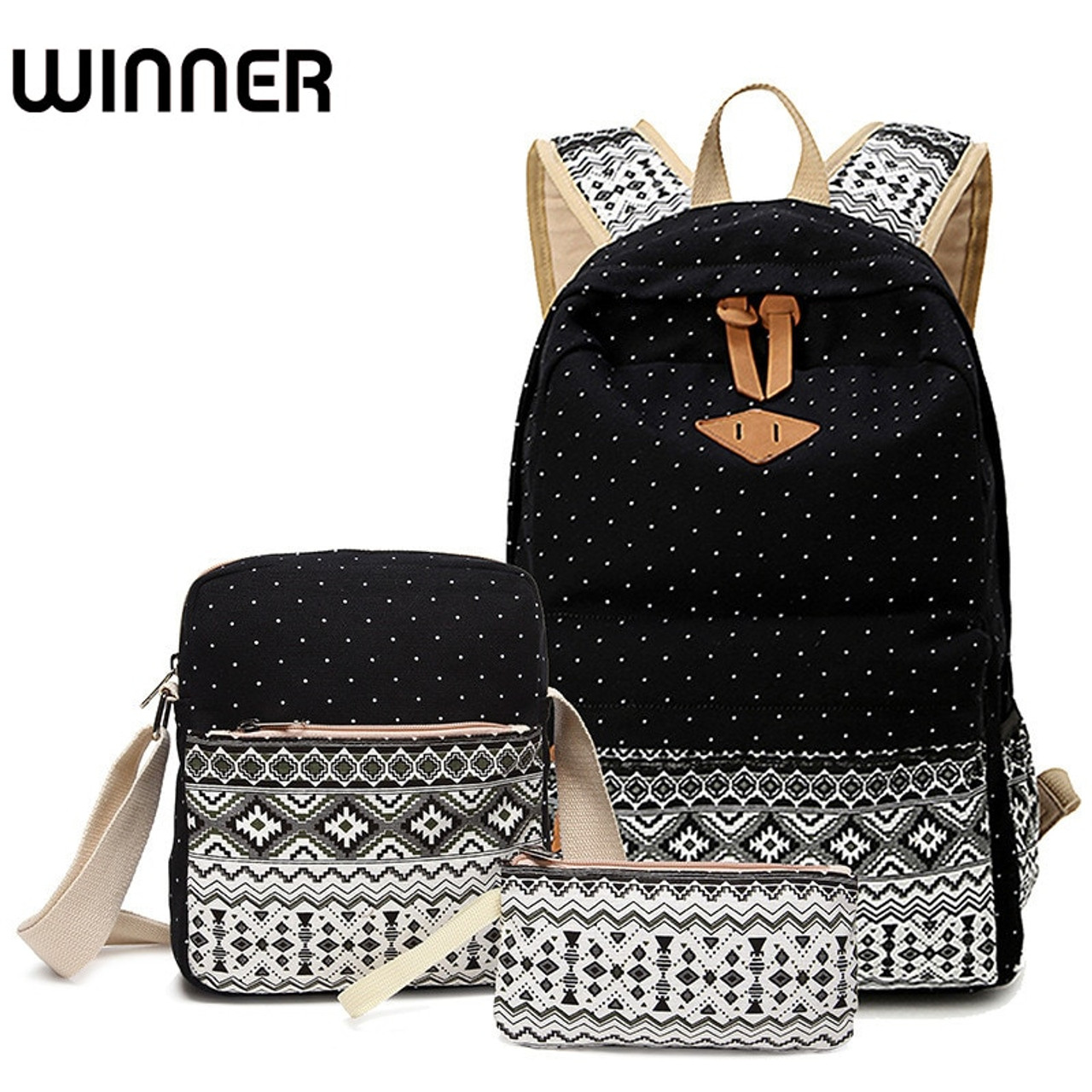 Preppy Stylish Canvas Printing Backpack Women School Bags For Teenage Girls Cute Black Set Travel Backpacks Female Bagpack Onshopdeals Com