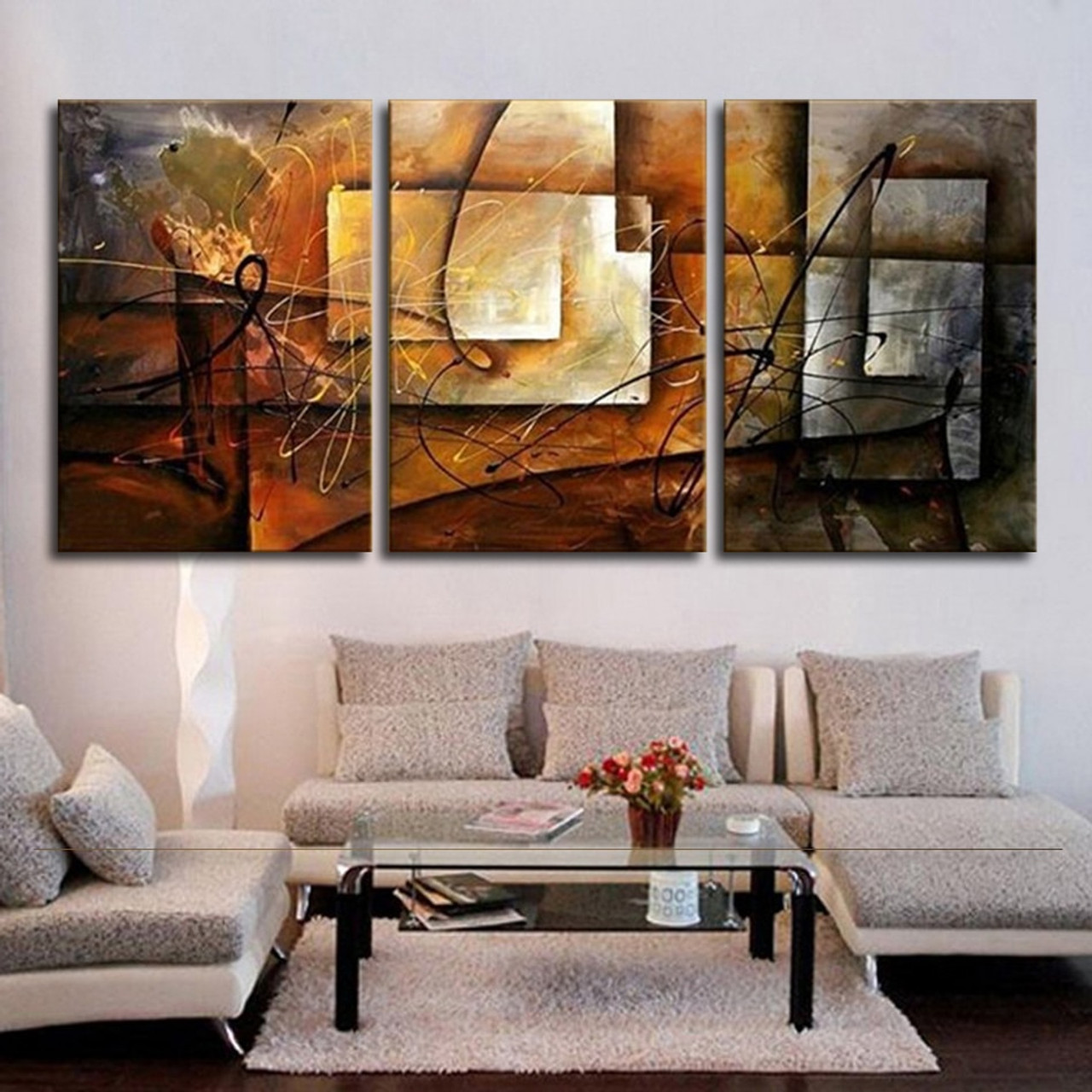 Hand Painted Modern Abstract Oil Painting Wall Art Canvas Set 3 Panel Realistic Home Decoration Picture For Kitchen Living Room Onshopdeals Com