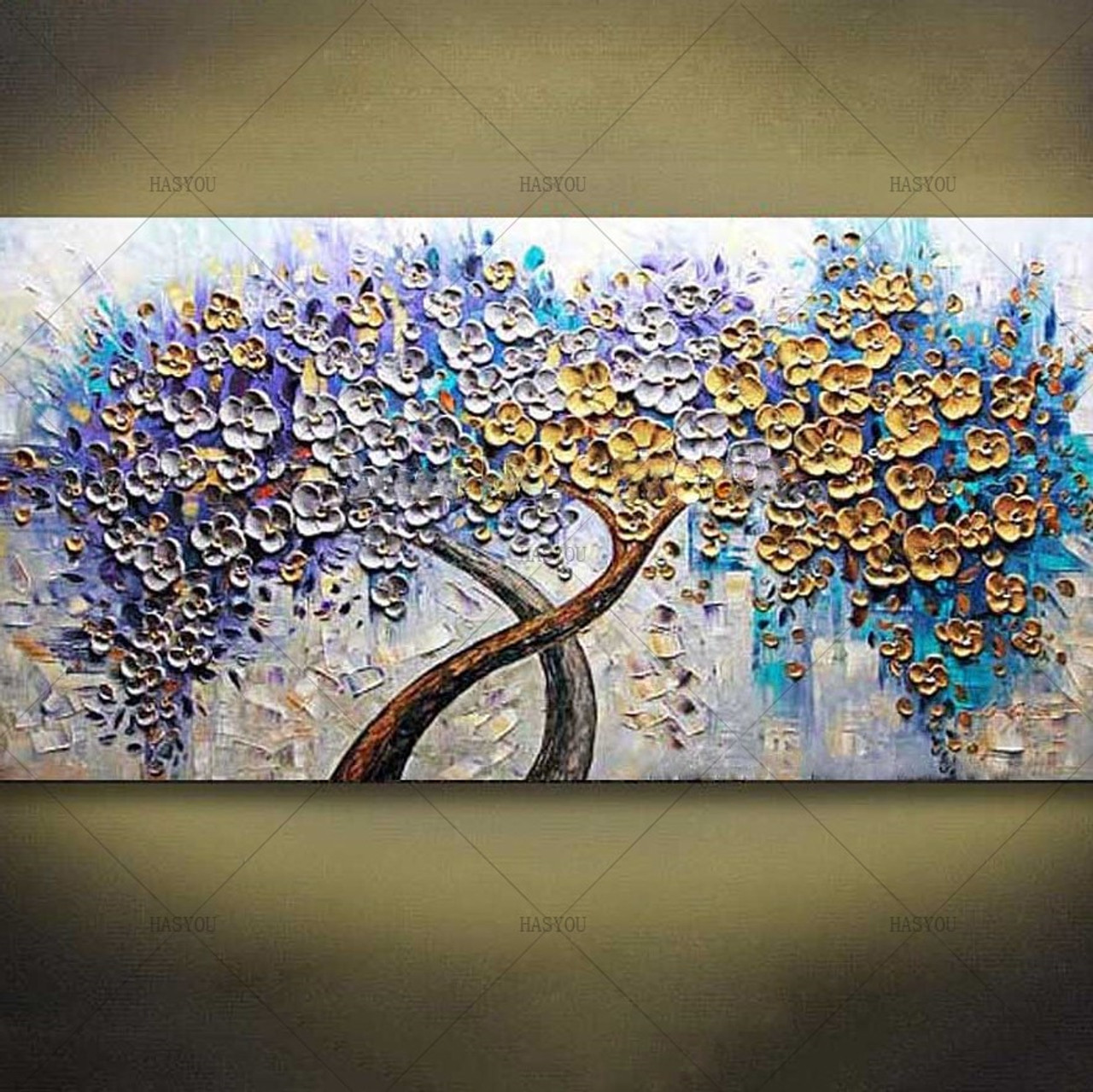 Handmade Modern Abstract Landscape Canvas Oil Paintings Wall Art Golden Tree Pictures For Living Room Christmas Home Decor Onshopdeals Com