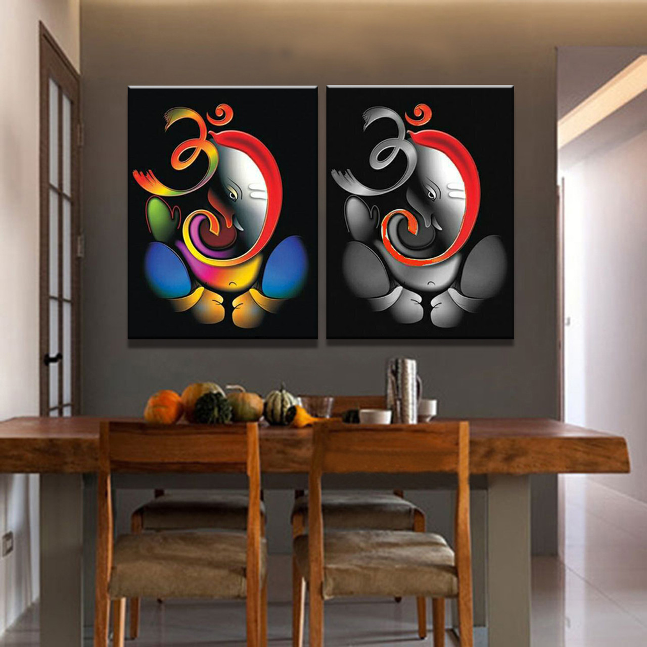 100 Hand Painted Om Ganesha Ganpati Oil Painting On Canvas