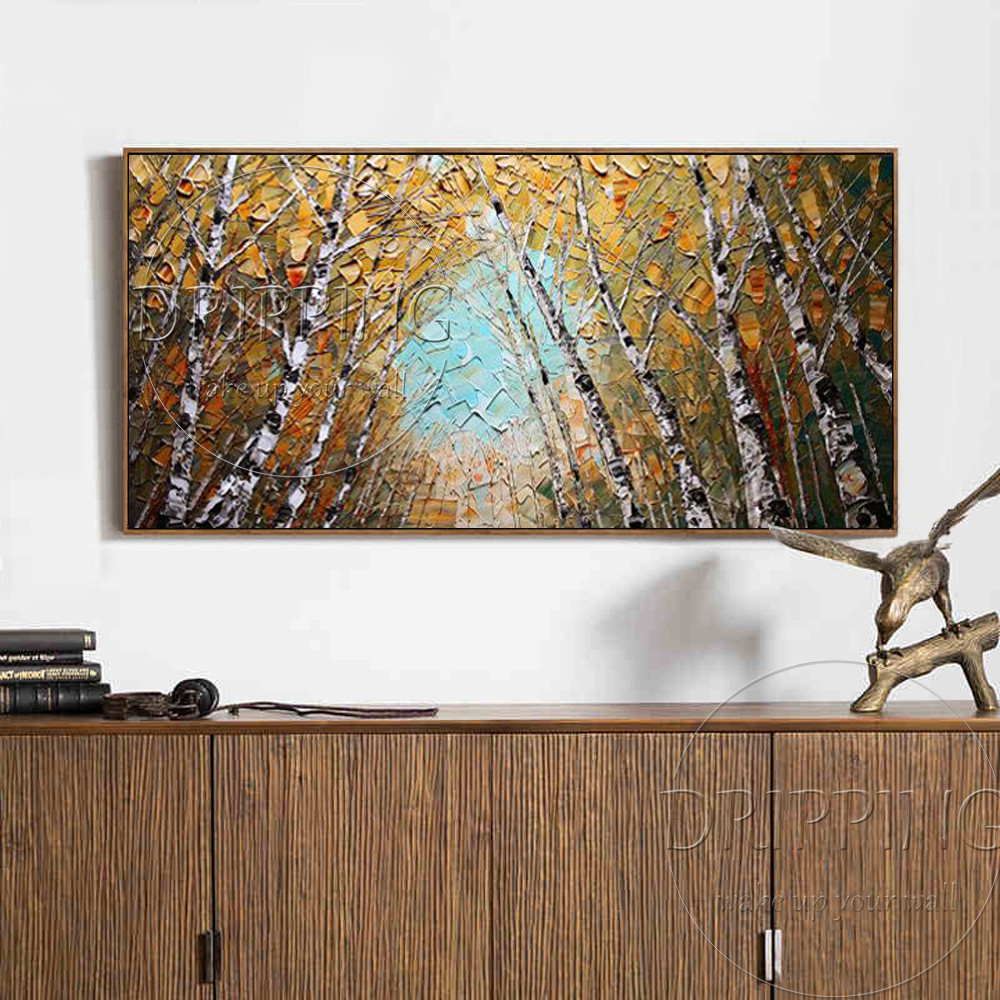 Kinds Of Forest Birch Oil Painting For Wall Decor Artist Hand Painted High Quality Modern Birch Tree Oil Painting On Canvas Onshopdeals Com