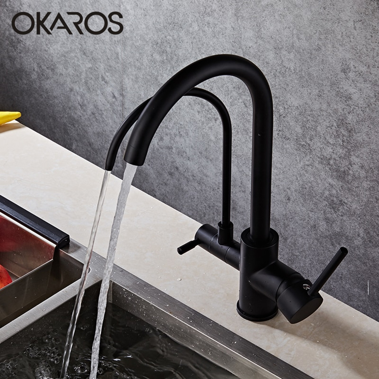 Okaros Purifier Filter Dual Handle Kitchen Bar Faucet Dual Sprayer