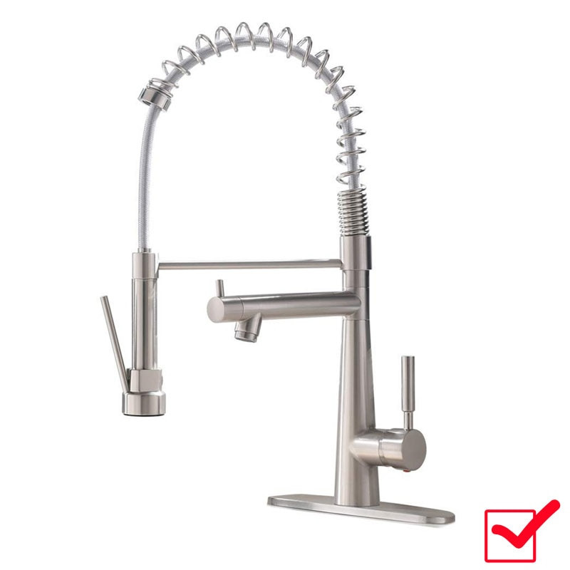 Kitchen Faucets Pull Down Kitchen Faucet Sink Mixer Tap Brushed Nickel 2 Spouts Swivel Sprayer Rudisbakerycom