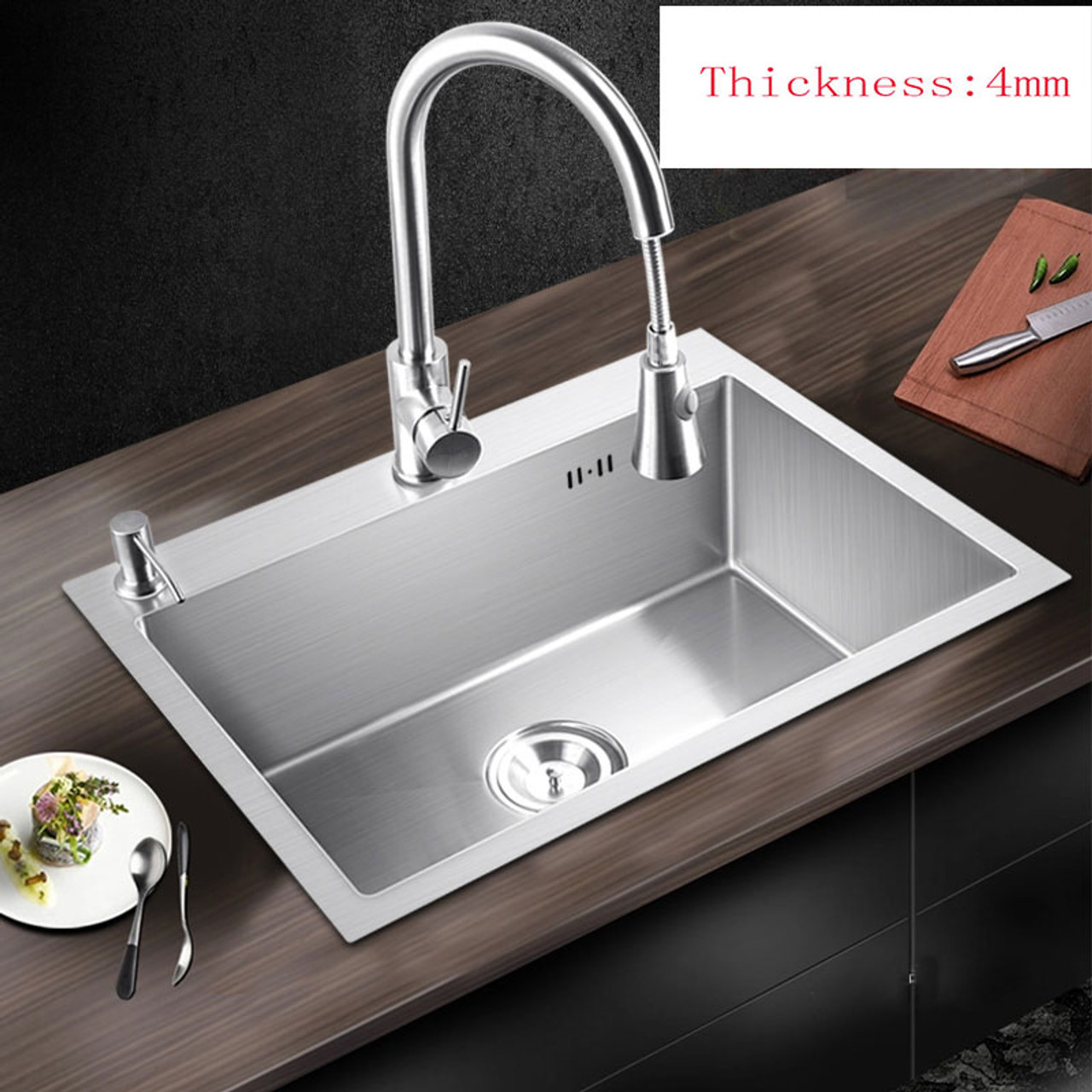 Sink Kitchen Above Counter Or Undermount Installation Stainless Steel Brushed Kitchen Sink 65 45cm 68 45cm Handmade Evier Pia
