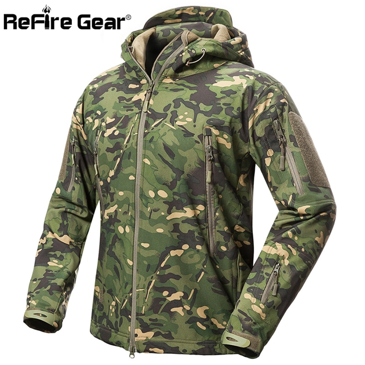 Men Shark Skin Soft Shell Military Tactical Waterproof Army Fleece Camouflage Windbreakers Jacket 