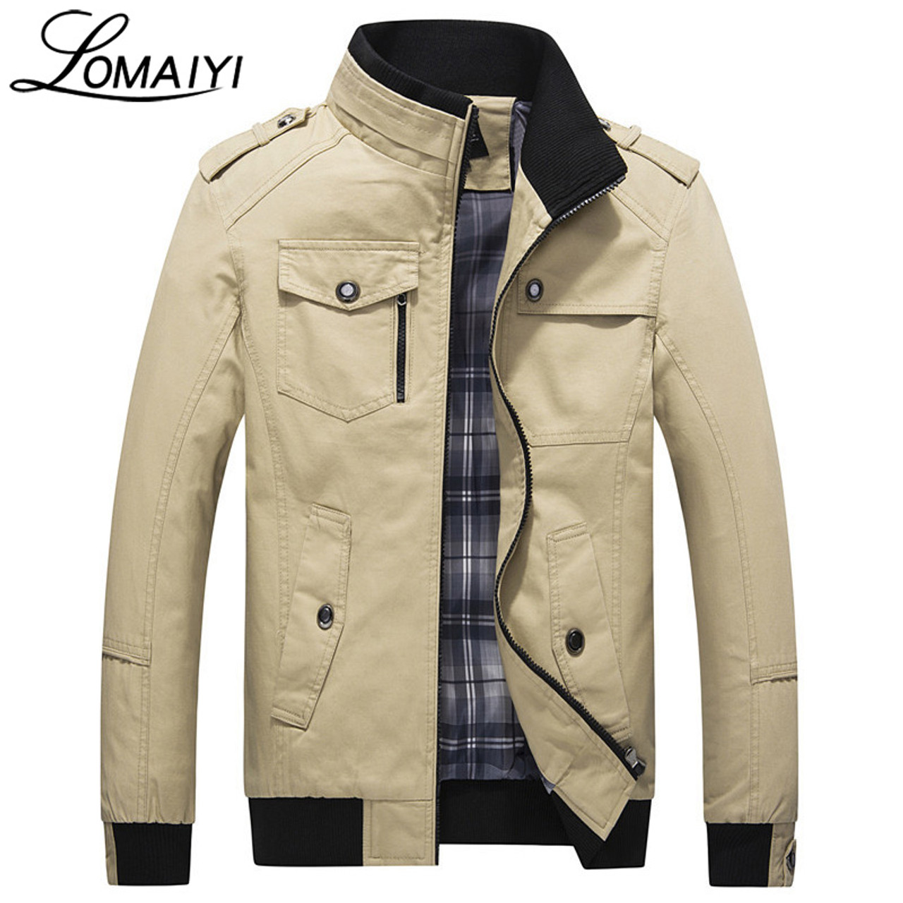 Men's Cotton Lightweight Jacket Coat Cargo Multi Pocket - Temu