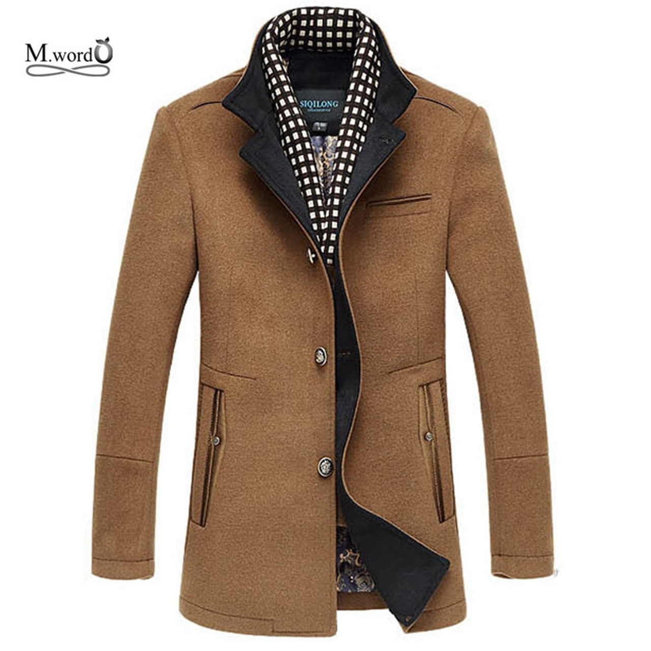 Jackets For Mens Autumn And Winter Casual Fashion Single Woolen Lined Mid  Length Coat Trench Coat Jacket Coat Yellow - Walmart.com