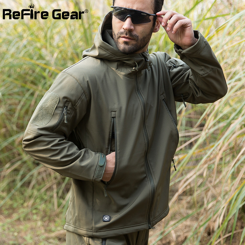 refire gear men's warm military tactical sport fleece hoodie jacket