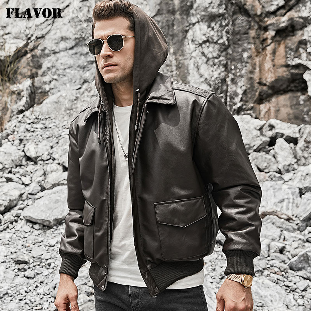 genuine leather aviator jacket