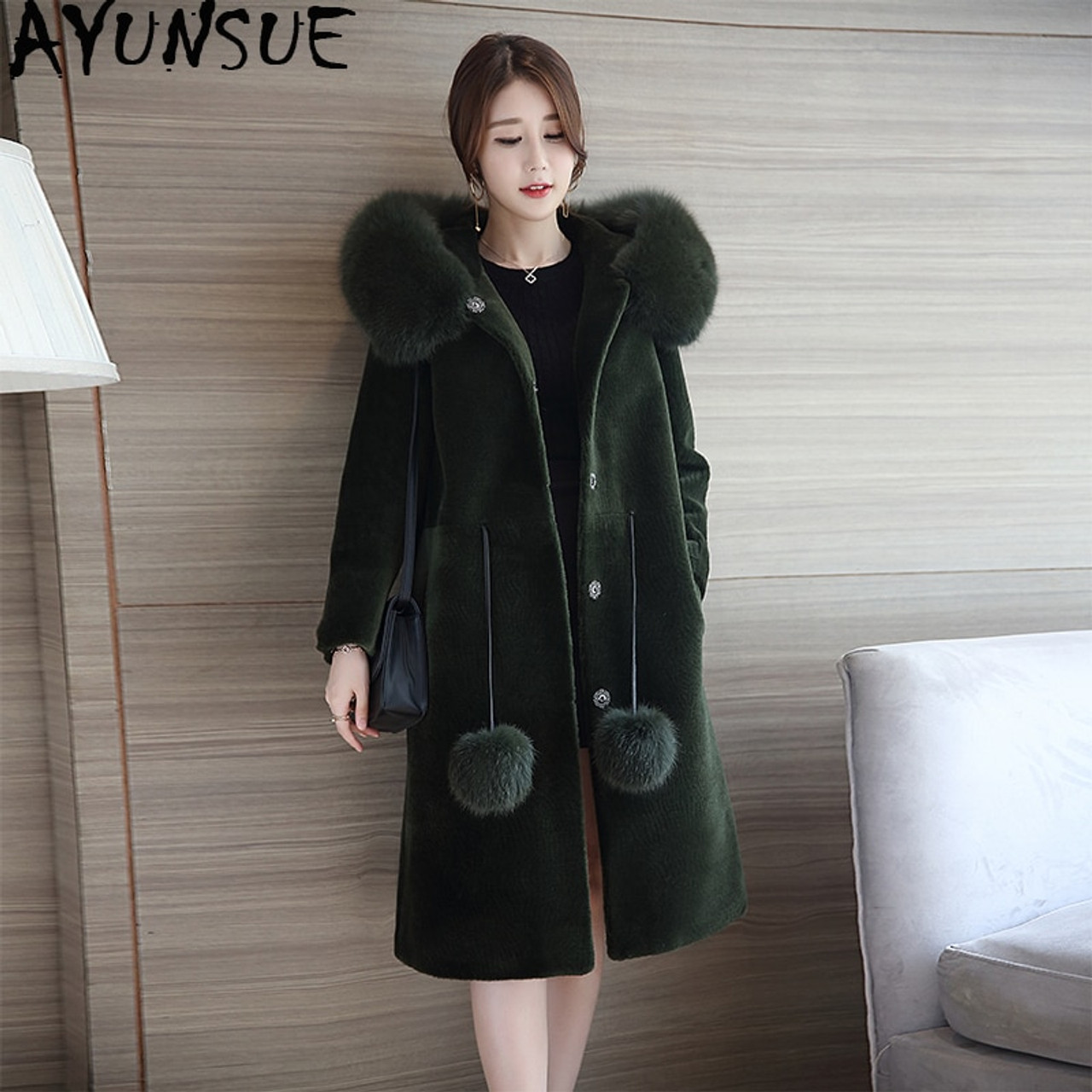 wool coat with fox fur collar