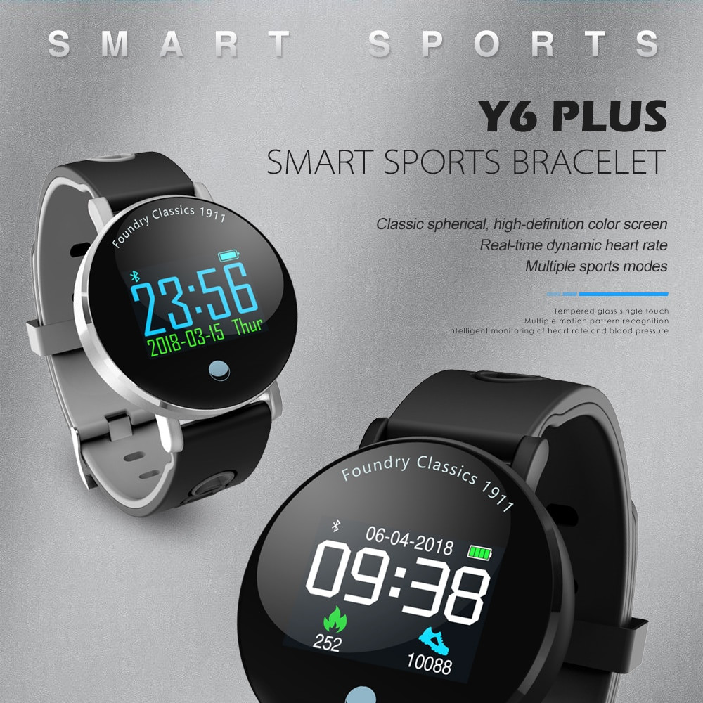 Y6 Plus Smart Wristband Blood Pressure Heart Rate Monitor Stopwatch Sport  Mode Smart Watch Men Women Round Big Display Bracelet - OnshopDeals.Com