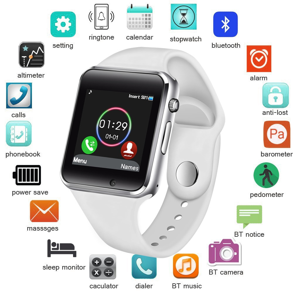 bluetooth smartwatch with camera and pedometer