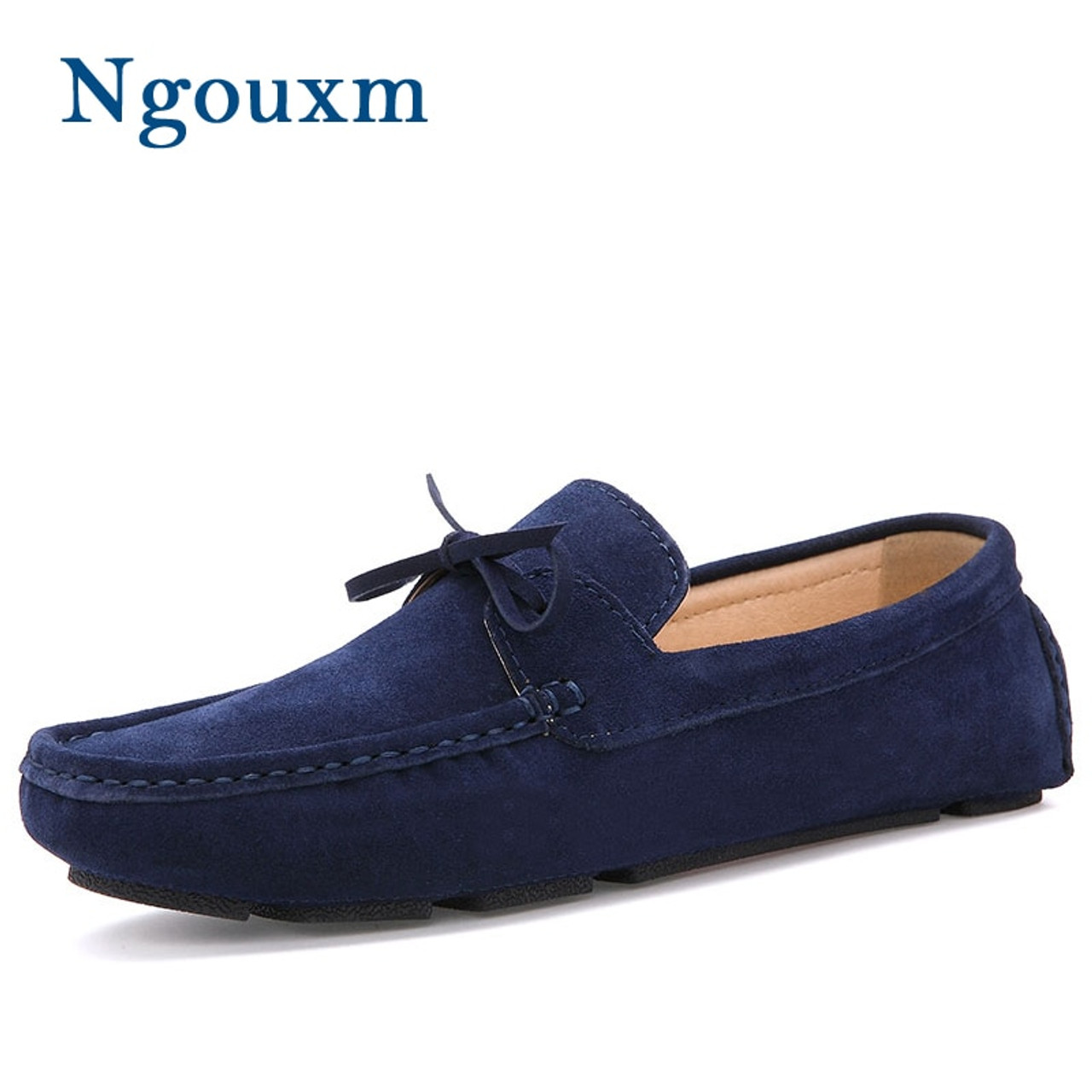 navy moccasins mens