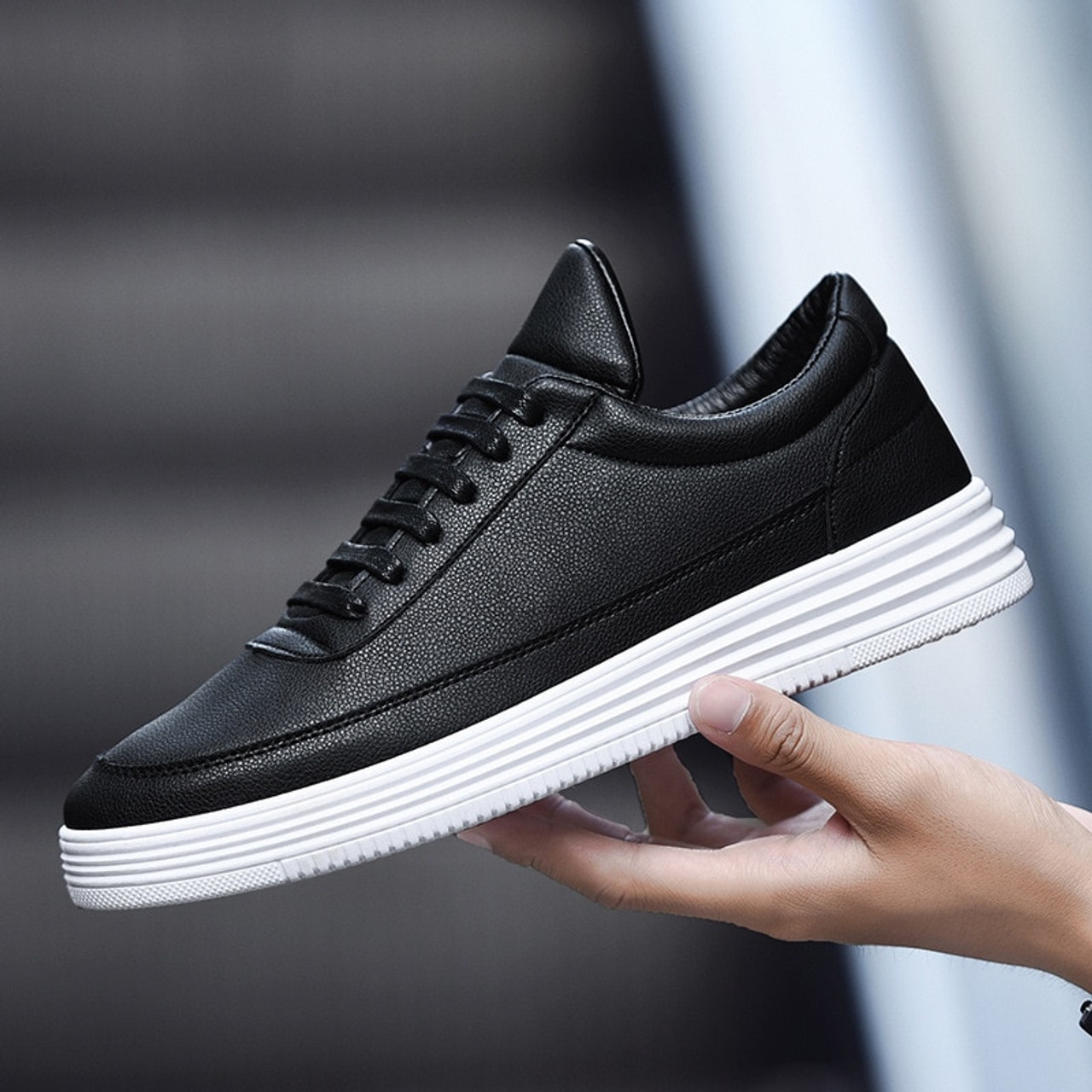 leather fashion sneakers